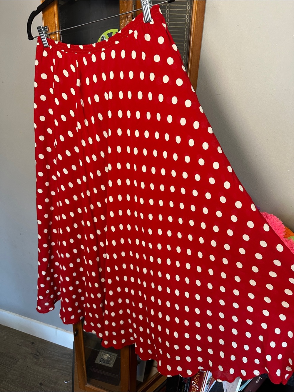 Carole Little Red Maxi Skirt with White Polka Dots